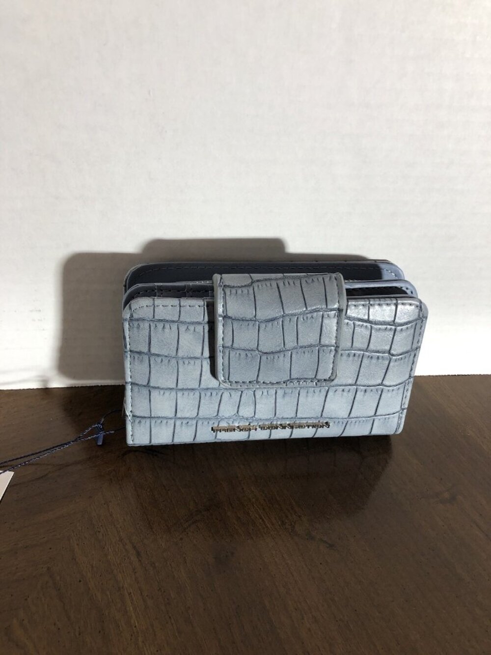 French Connection Emmy Croco Fold Wallet In The Color Denim 6” x 4”